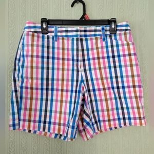 LANDS END Womens Colorful Plaid Shorts Spring Summer Casual Golf